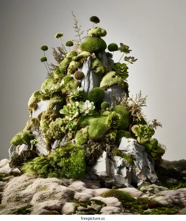 Green Mossy Mountain Rock