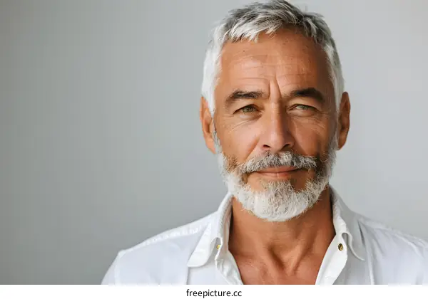 Portrait of a Handsome Senior Man with a White Beard Smiling