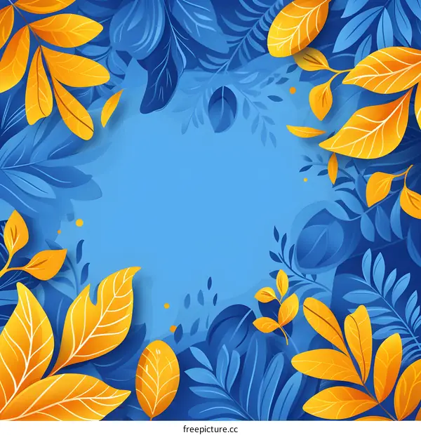 Blue and Yellow Floral Background With Copy Space