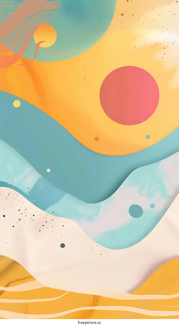 Abstract Colorful Shapes in Yellow, Blue and Pink