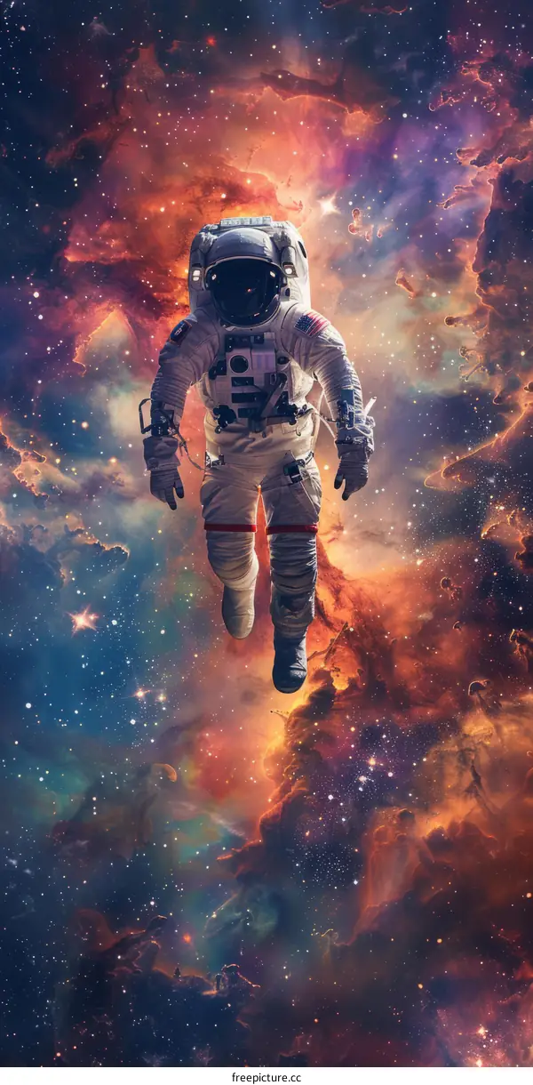 Astronaut in a spacesuit floating in the vastness of space