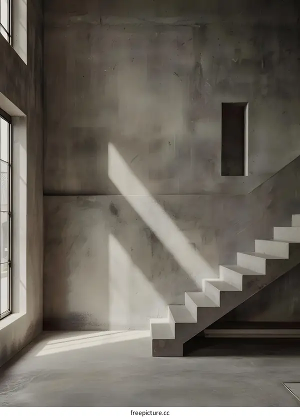 Concrete Staircase in Minimalist Interior Design