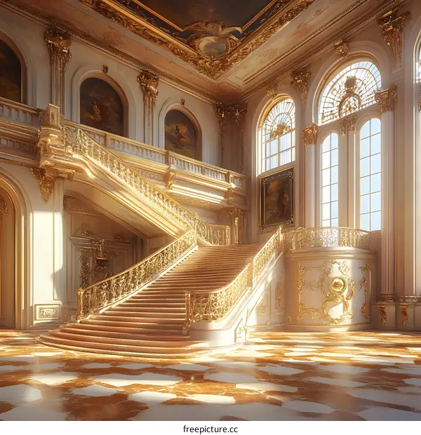 Grand Staircase in a Luxurious Palace
