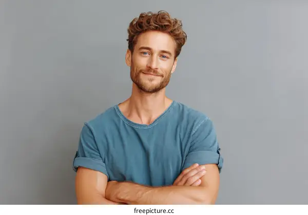 Portrait of a Caucasian Man with a Friendly Expression