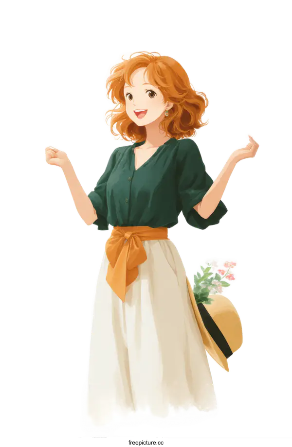 [Transparent Background PNG]Beautiful Girl in Stylish Outfit Illustration