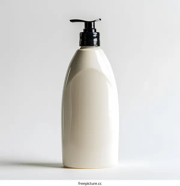 White Pump Bottle on a White Background