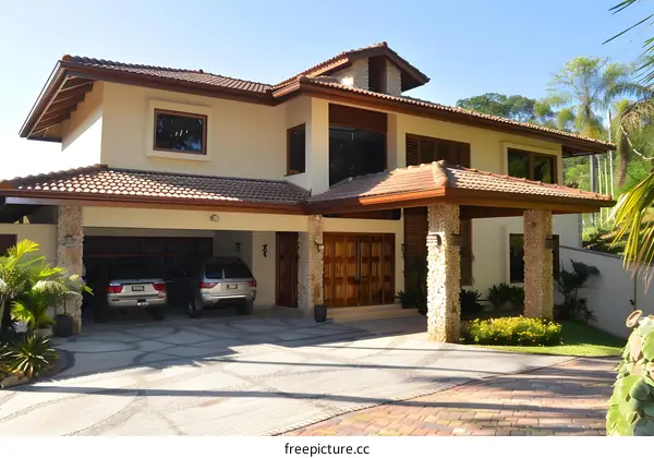 Luxury Modern Home with Stone Facade and Garage