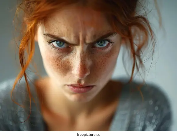 Close Up Portrait of a Woman with Intense Gaze