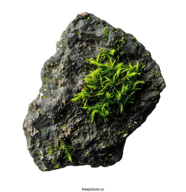 [Transparent Background PNG]Green Moss Growing on a Stone