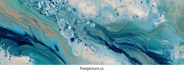Abstract Fluid Art Painting in Turquoise and Blue