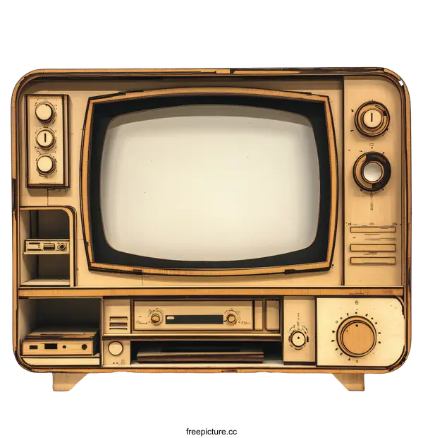 [Transparent Background PNG]Vintage Retro Laser Cut Wooden Television
