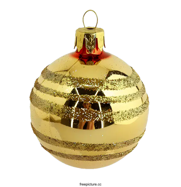 [Transparent Background PNG]Golden Christmas Ornament with Glitter
