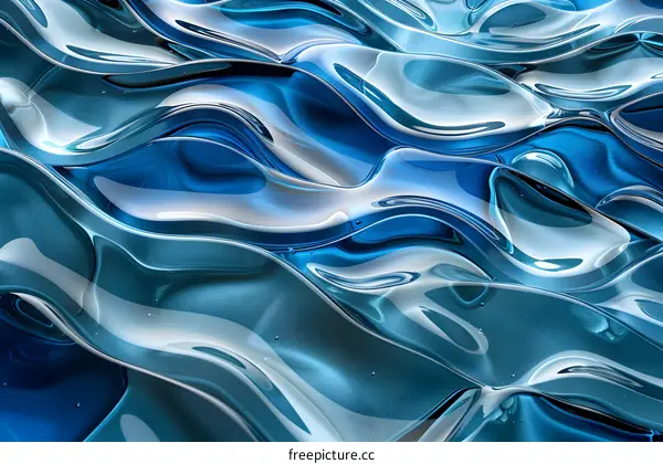 Blue and white abstract waves