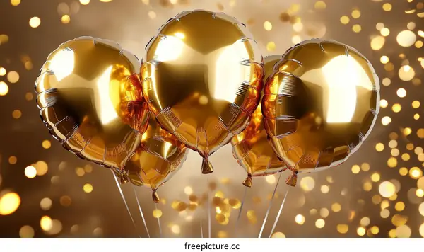 Golden Celebration Balloons in Festive Background