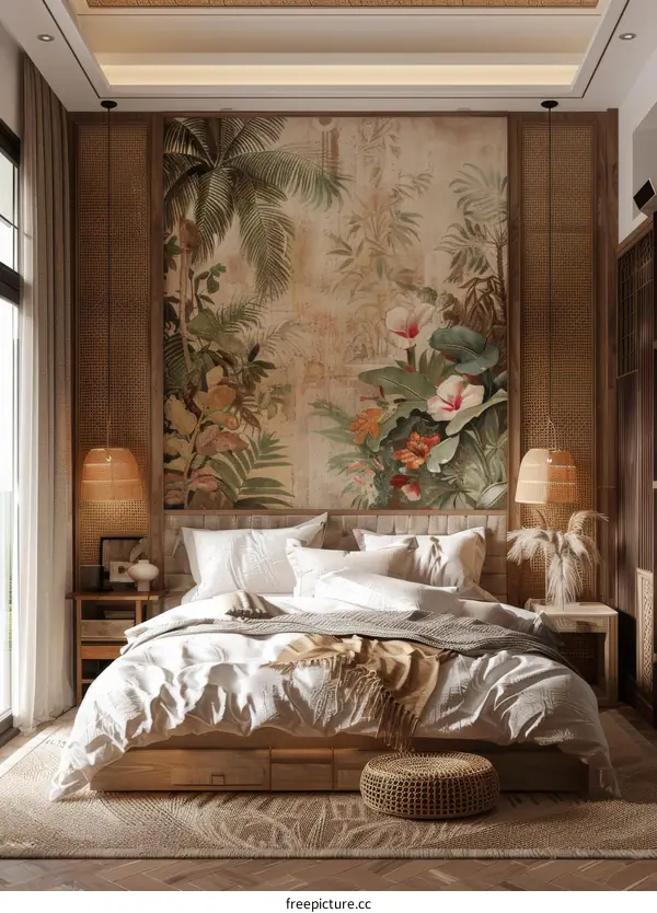 Tropical Bedroom Interior Design Illustration