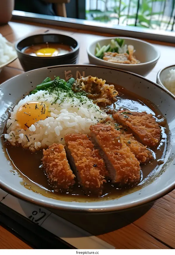 Japanese style curry with deep fried pork cutlet