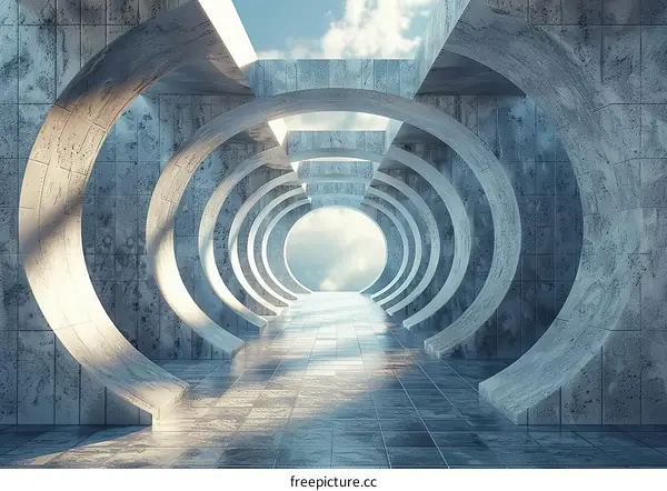 Circular Opening in a Futuristic Tunnel
