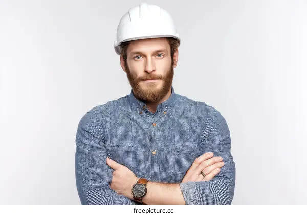 Confident Caucasian Man in Workwear