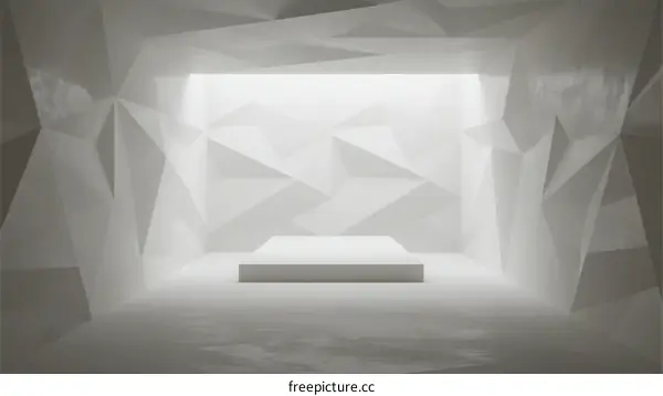 Geometric Abstract Room with Illuminated Platform and White Walls