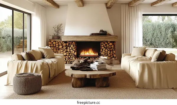 Cozy Rustic Living Room with Fireplace