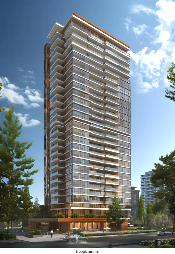 Modern Glass and Wood Residential Building Architecture