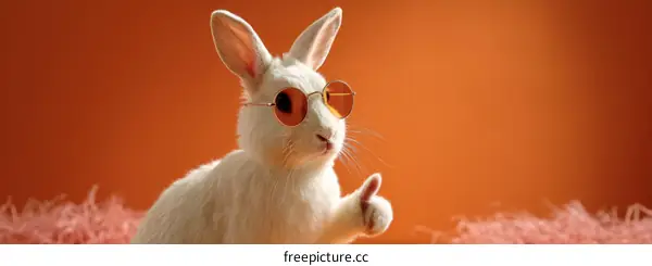 Funny White Rabbit with Sunglasses