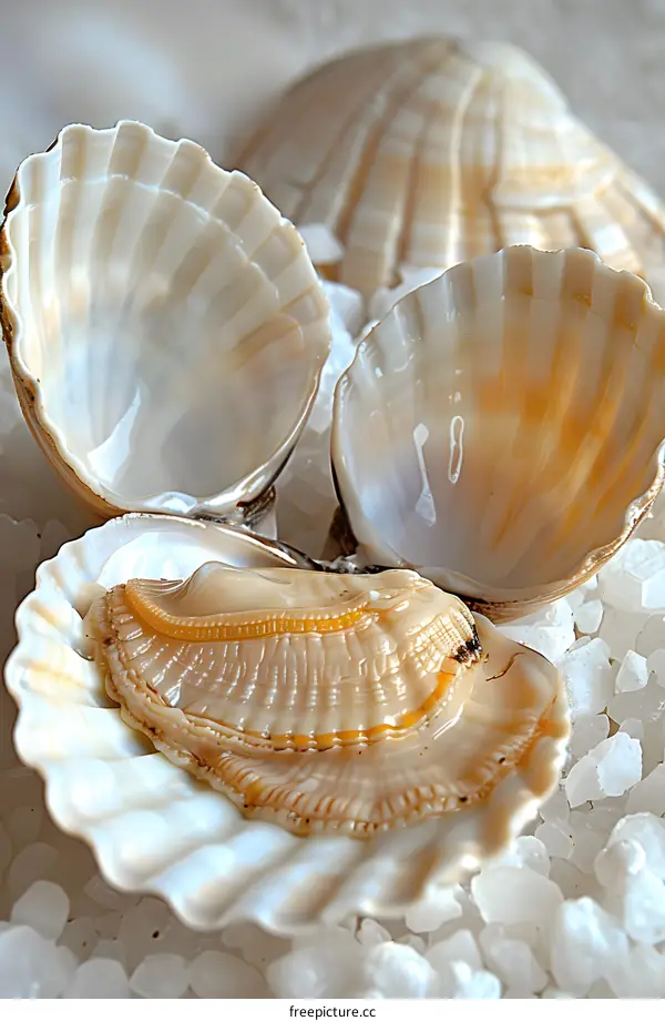 Fresh Scallops on a Bed of Salt