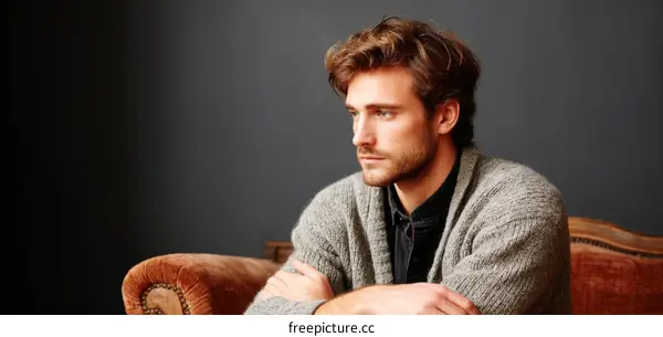 Thoughtful Man in a Cardigan