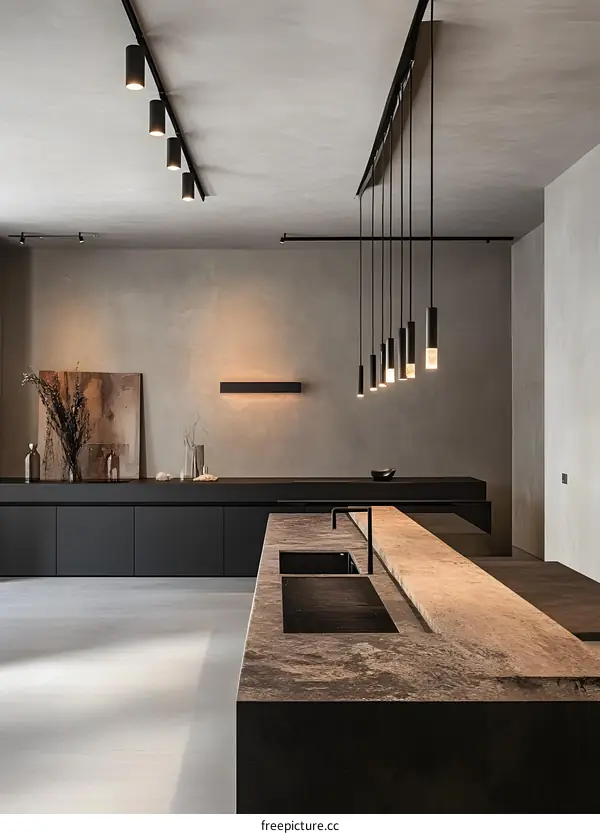 Modern Kitchen Interior Design with Black and Grey Color Scheme