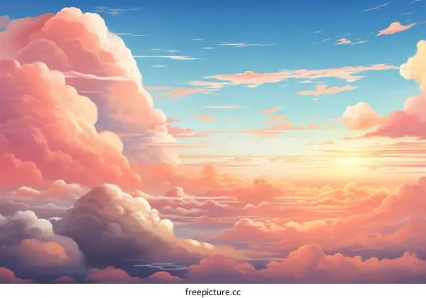 A beautiful sunset over the clouds