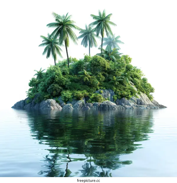 Tropical Island Escape with Palm Trees
