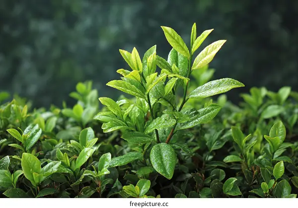 Fresh Green Tea Leaves in the Garden