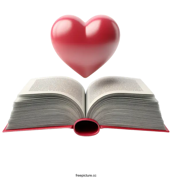 [Transparent Background PNG]Open Book with Heart Floating Above