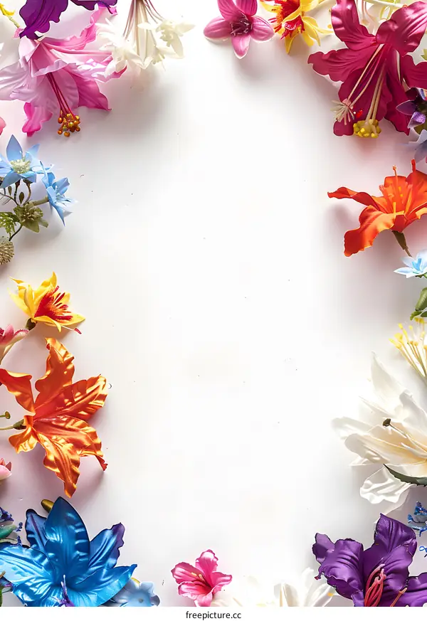 Colorful Artificial Flowers Border Frame