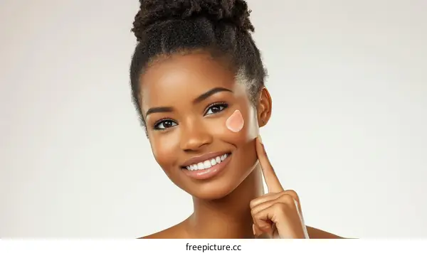 Beautiful Woman Applying Skin Treatment
