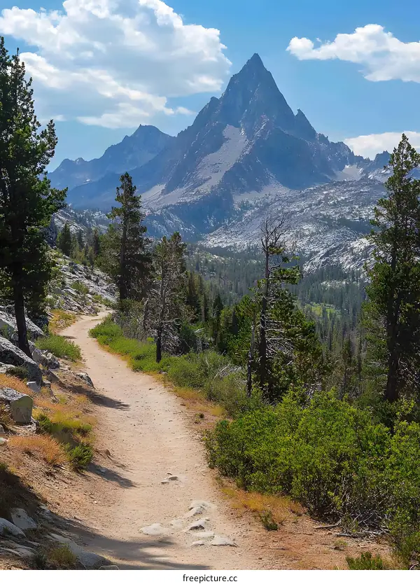 Mountain Hiking Trail With View Of Peak