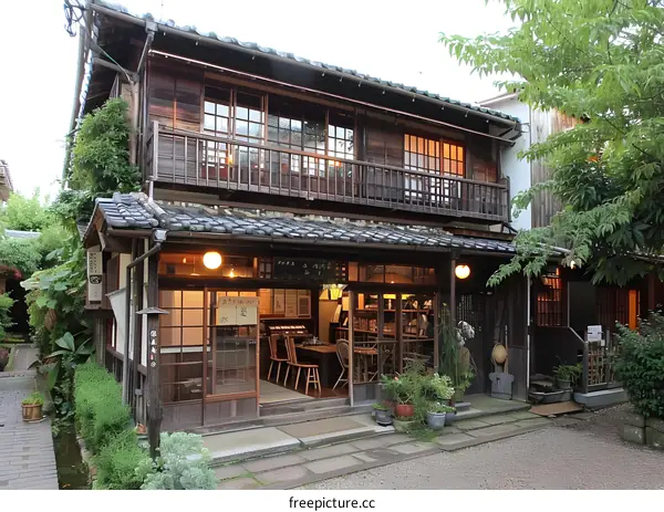 A traditional Japanese house with a beautiful garden