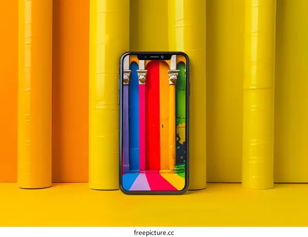 Colorful Smartphone Display with Architectural Design