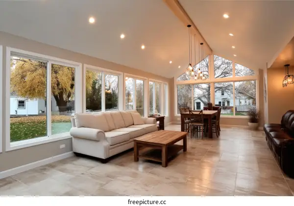 Modern Sunroom with Large Windows