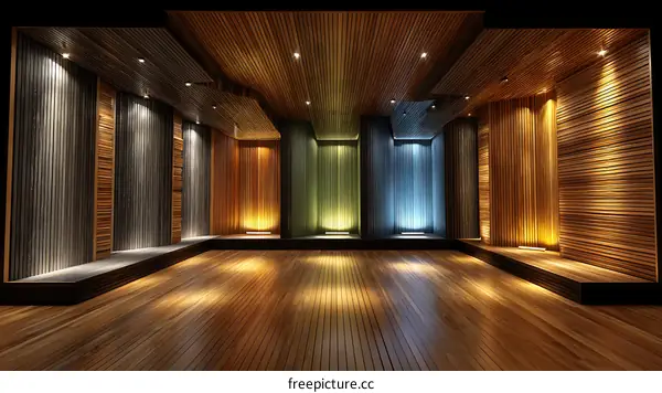 Modern Wooden Interior Design with Multi-Colored Walls