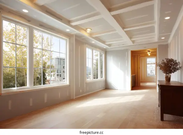 Under Construction Interior with Large Windows