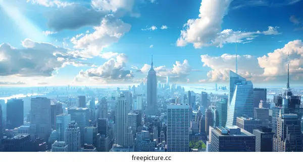 New York City Skyline Panorama on a Sunny Day