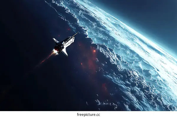 Spacecraft Launch into Outer Space Above Earth