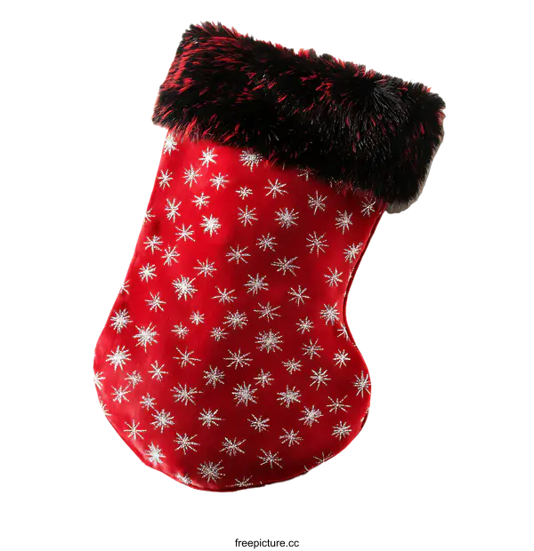 [Transparent Background PNG]Christmas Stocking with Festive Snowflakes Design