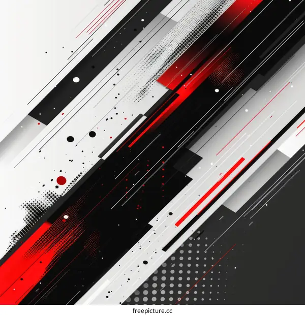 Abstract Geometric Background: Black, Red, White