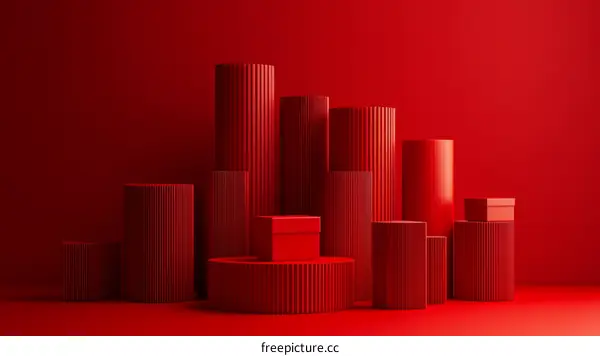 Red Geometric Shapes Display