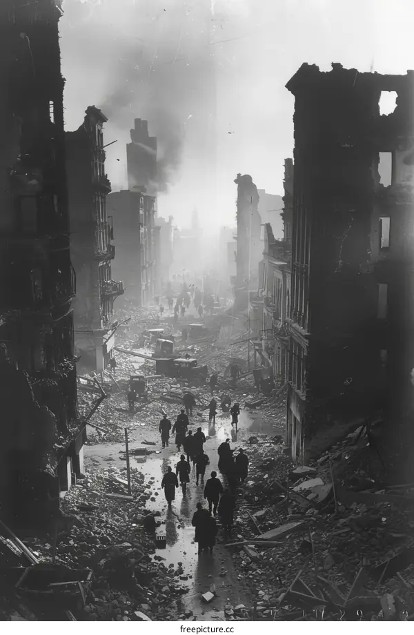 Aftermath of the German bombing of Rotterdam, Netherlands, May 1940