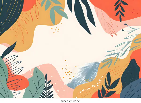 Abstract Tropical Leaves Background with White Space