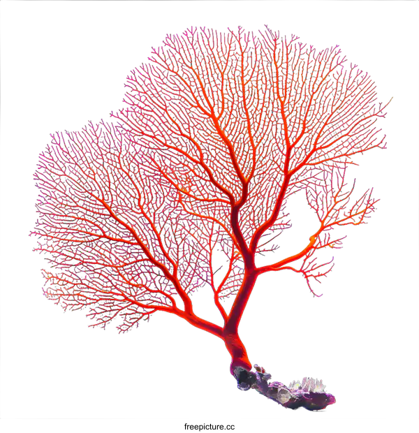 [Transparent Background PNG]Red Sea Fan Coral on White Background