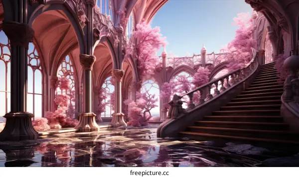 Pink Palace with Cherry Blossoms